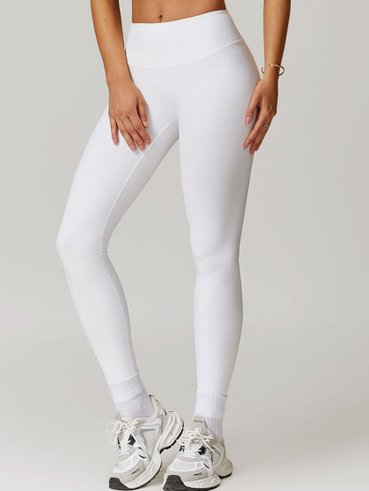 BUYCO Female Ribbed High-waisted Hip-lift Quick Dry Elastic Tight Leggings