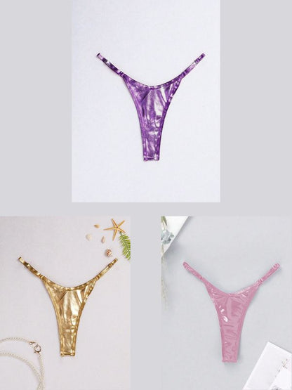 BUYCO Female Glossy PU T-back Panties
