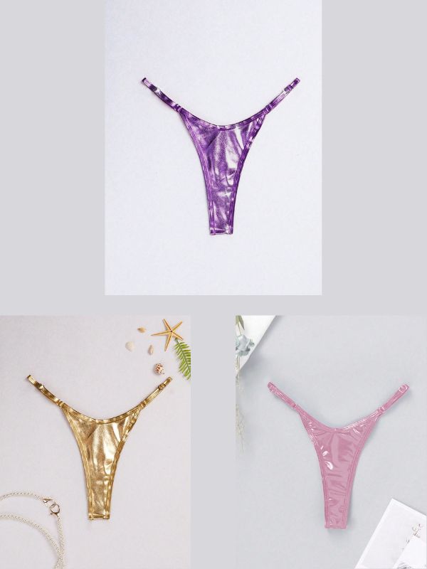 BUYCO Female Glossy PU T-back Panties