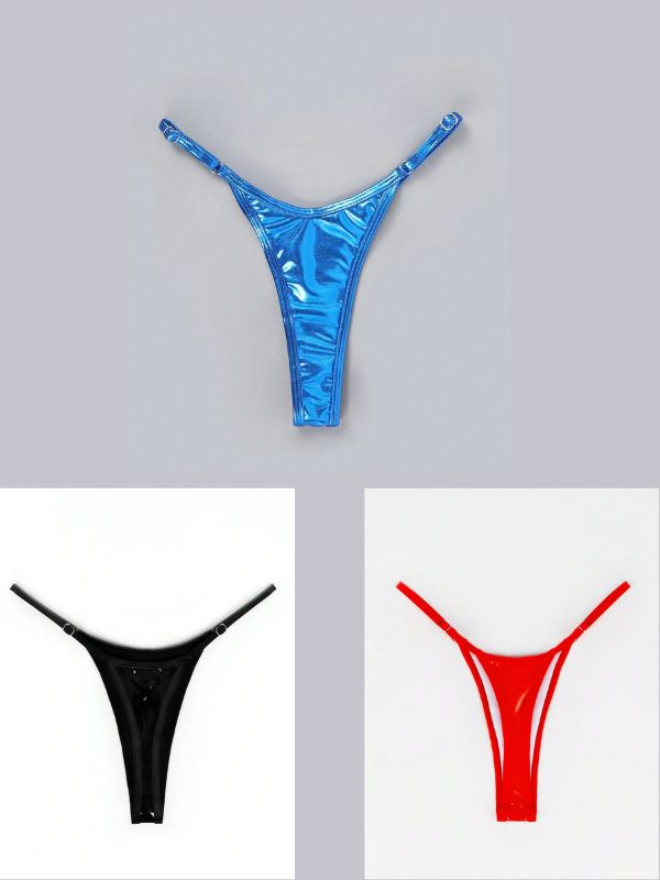 BUYCO Female Glossy PU T-back Panties