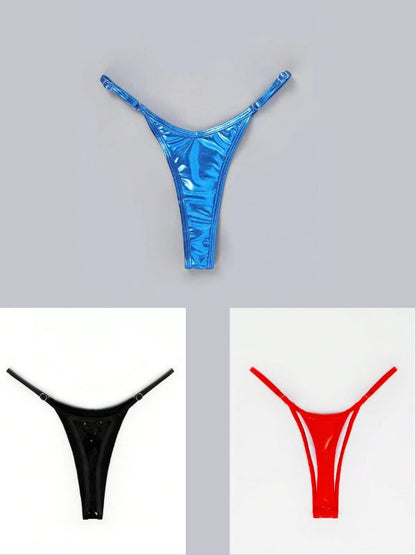 BUYCO Female Glossy PU T-back Panties