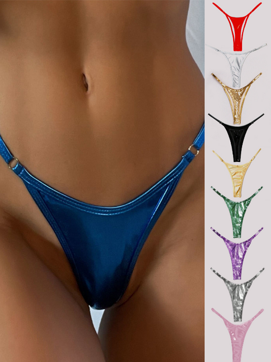 BUYCO Female Glossy PU T-back Panties