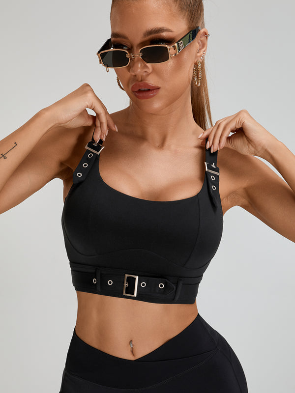 BUYCO Female Button Backless V-shape Waist Cargo Style Short Tracksuit
