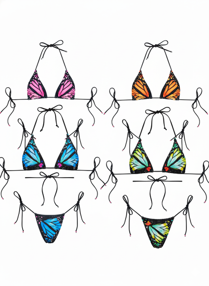 BUYCO Female Fitted Butterfly Print Bikini Set