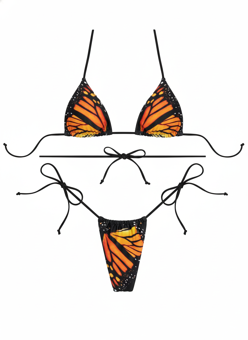 BUYCO Female Fitted Butterfly Print Bikini Set