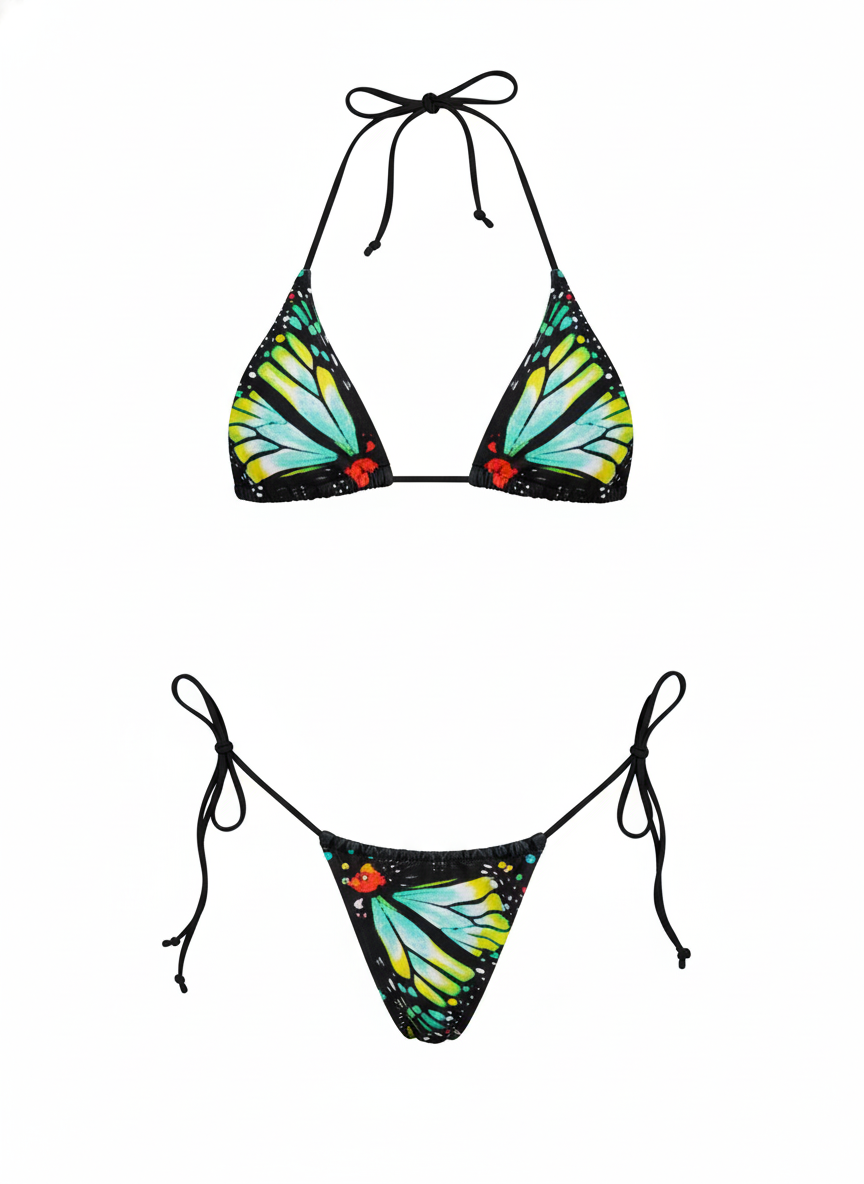 BUYCO Female Fitted Butterfly Print Bikini Set