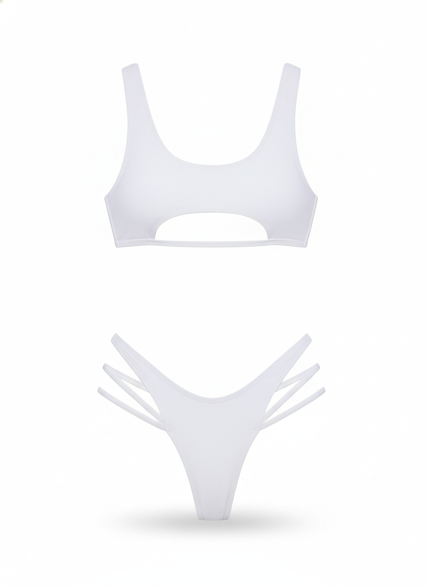 BUYCO Female Fitted Natural Waist Solid Two-Piece Bikini Set