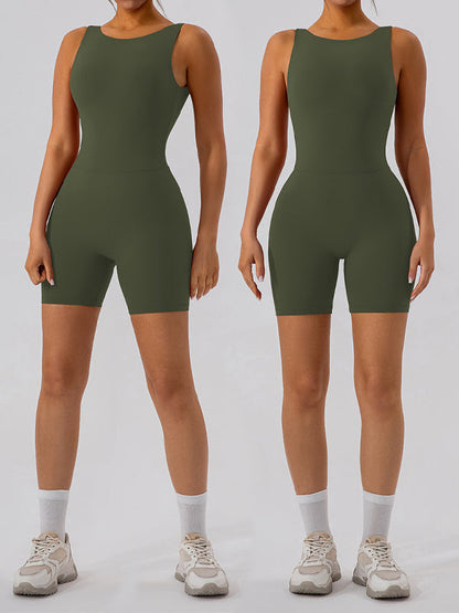 BUYCO Female Hollow Out U Back High-Support Ruched Back Romper