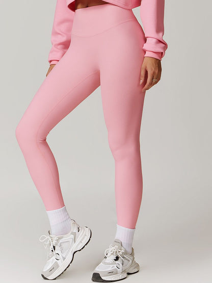 BUYCO Female Ribbed High-waisted Hip-lift Quick Dry Elastic Tight Leggings