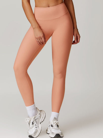 BUYCO Female Ribbed High-waisted Hip-lift Quick Dry Elastic Tight Leggings