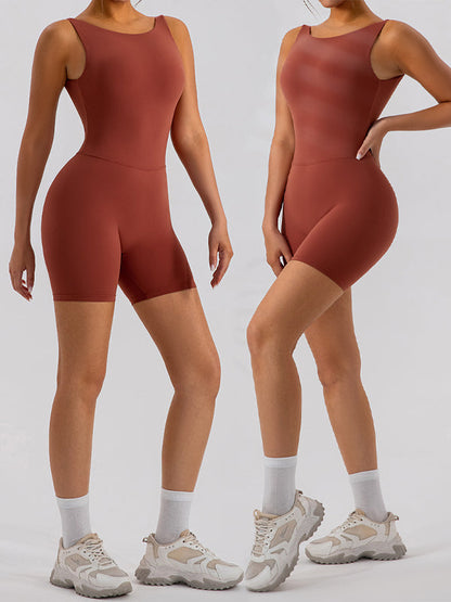 BUYCO Female Hollow Out U Back High-Support Ruched Back Romper