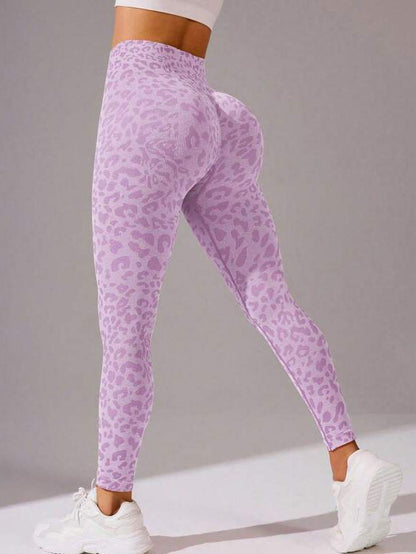 BUYCO Female Leopard Print Elastic Tight Ruched Back Leggings