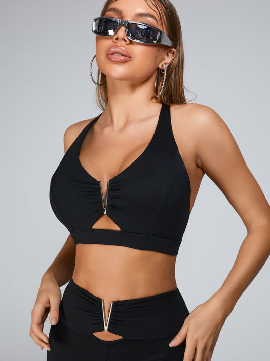 BUYCO Female Cutout V Shape Metal Sports Bras