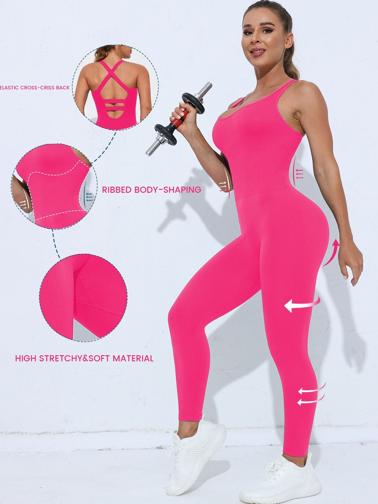 BUYCO Female Cross Back Hollow Out Quick Dry Jumpsuit