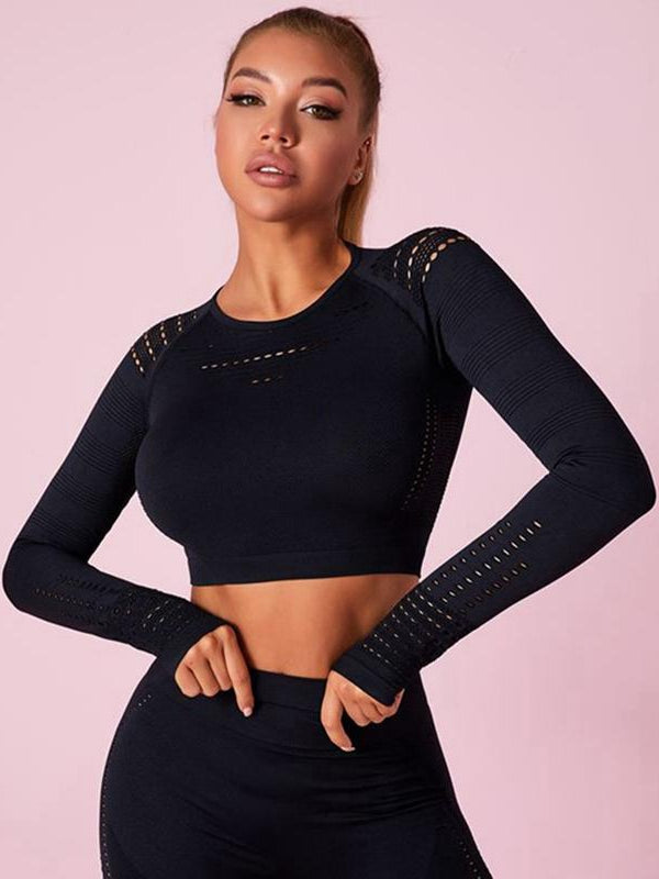 BUYCO Female Long Sleeve Knit Seamless Fitness Long Sleeves
