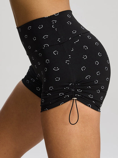 BUYCO Female Print Drawstring Spandex Gym Fit Shorts
