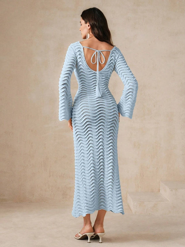 BUYCO Female Fitted Fishnet Backless Without Bikini Set Cover-up Dress
