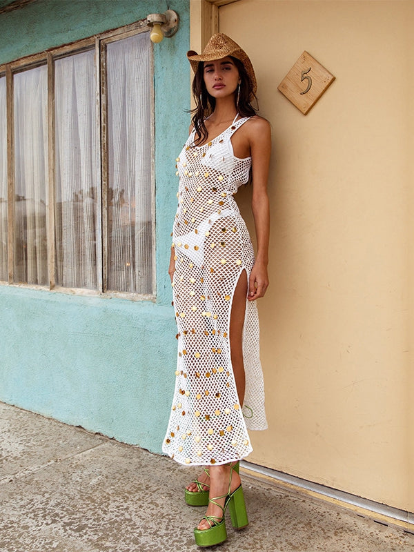 BUYCO Female Fitted Sheer Fishnet Without Bikini Set Swimwear Cover-up