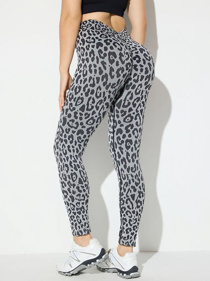BUYCO Female Deep V Back Leopard Print Leggings
