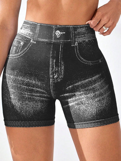 BUYCO Female Deep V Back Denim Ruched Back Leggings