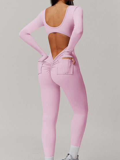 BUYCO Female Fitted Cutout Pocket Fit Cargo Jumpsuit