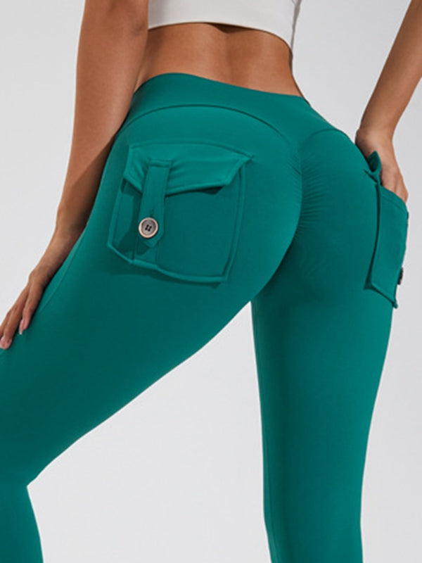 BUYCO Female Pocket Ruched Back Cargo Leggings