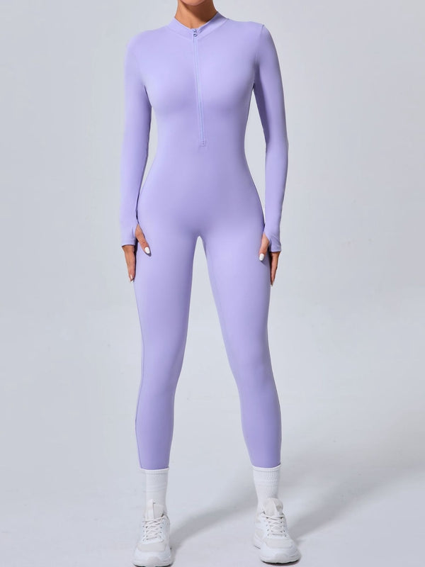 BUYCO Female Zipper Thumbhole Hip-lift Jumpsuit