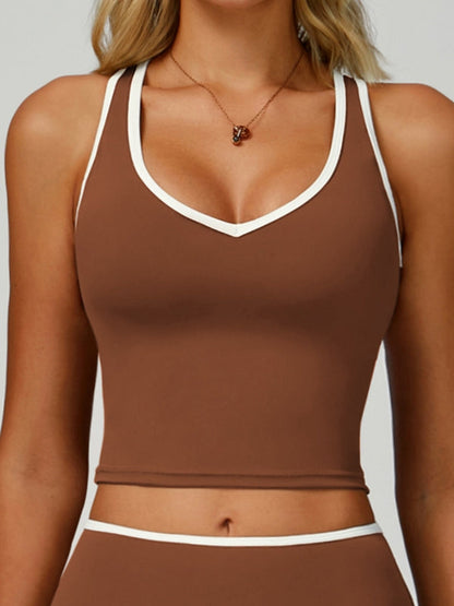 BUYCO Female Contrast Color Stripe Hollow Out Tank