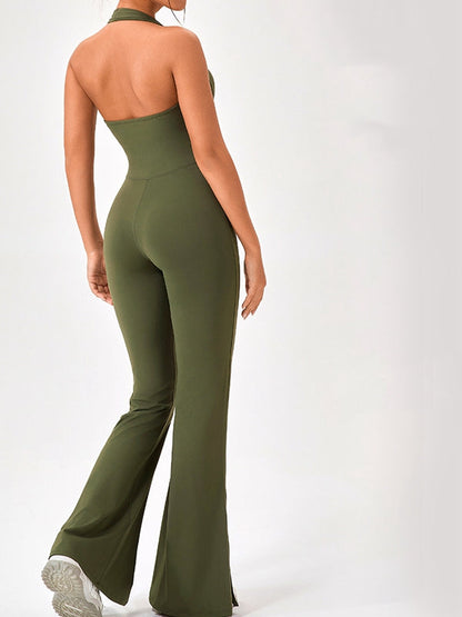 BUYCO Female Halter Flare Split Jumpsuit