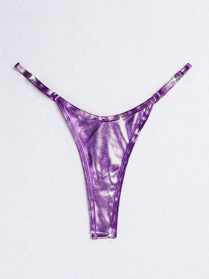 BUYCO Female Glossy PU T-back Panties