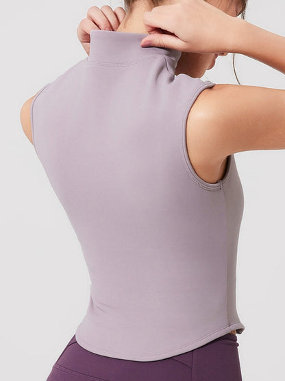 BUYCO Female Fleece Stand Up Collar Zipper Tank