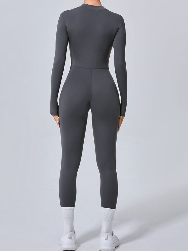 BUYCO Female Zipper Thumbhole Hip-lift Jumpsuit