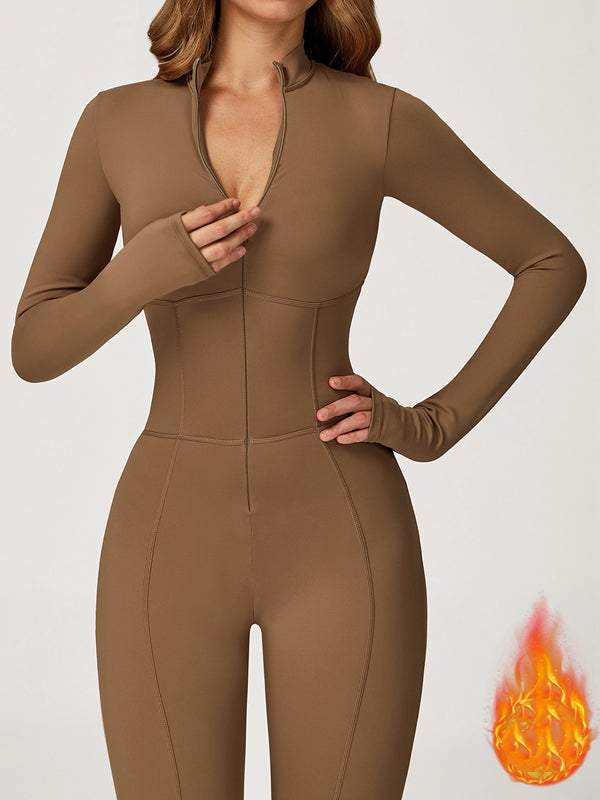 BUYCO Female Fitted Zipper Corset Fleece Jumpsuit