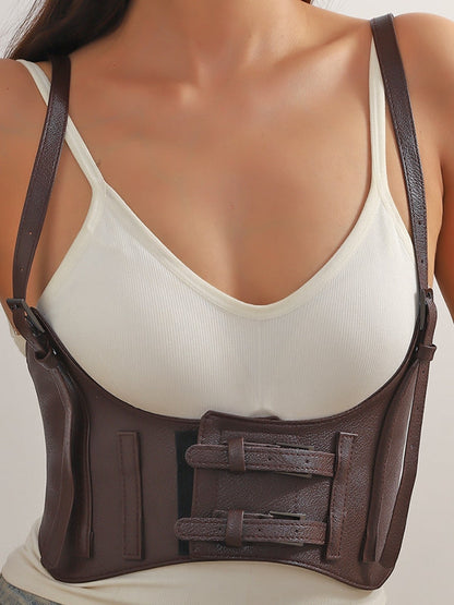 BUYCO Female Faux Leather Punk Retro Shapewear