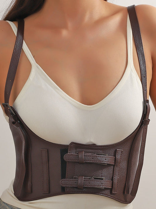 BUYCO Female Faux Leather Punk Retro Shapewear