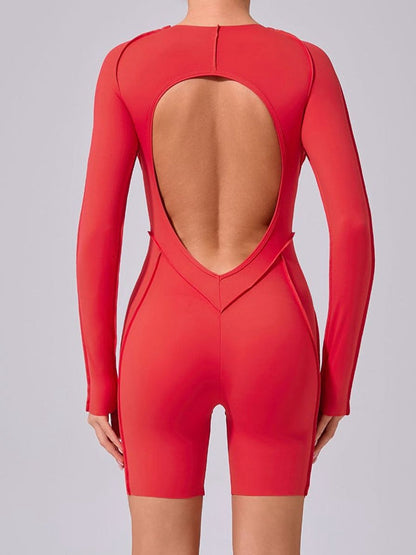 BUYCO Female Heart Backless Long Sleeves Romper