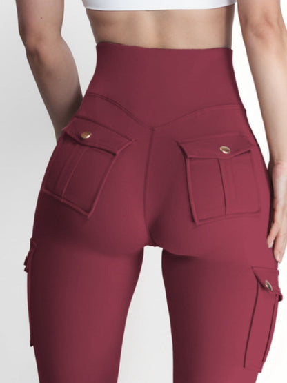 BUYCO Female Pocket High-rise Cargo Style Cropped Leggings