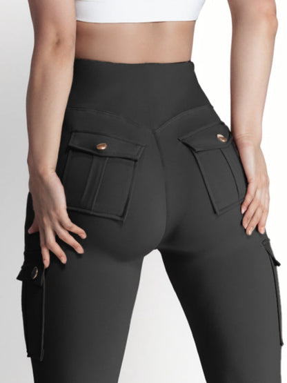 BUYCO Female Pocket High-rise Cargo Style Cropped Leggings