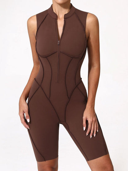 BUYCO Female Fitted Backless Zipper Quick-dry Romper