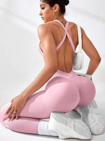 BUYCO Female Cross Back Ruched Back Jumpsuit