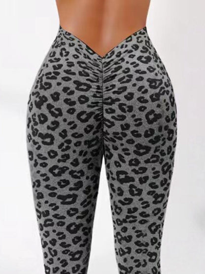 BUYCO Female Deep V Back Leopard Print Leggings