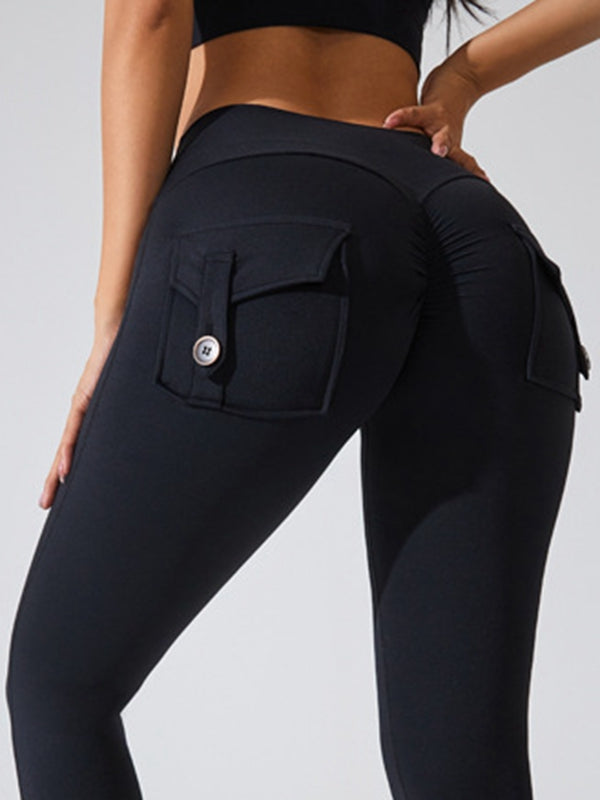 BUYCO Female Pocket Ruched Back Cargo Leggings