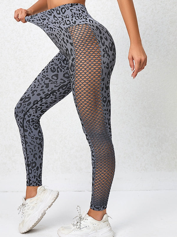 BUYCO Female Leopard Net Ruched Back Seamless Leggings
