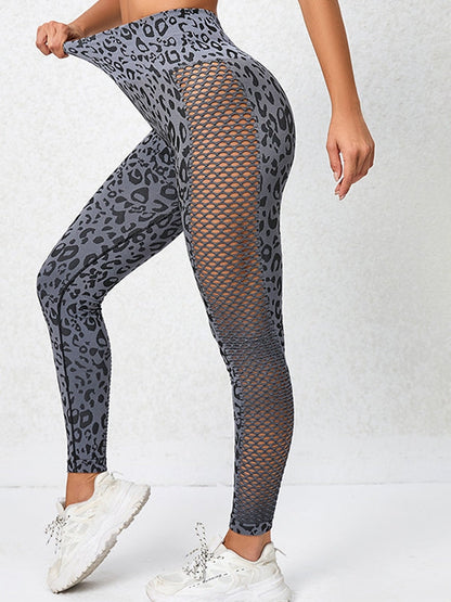 BUYCO Female Leopard Net Ruched Back Seamless Leggings