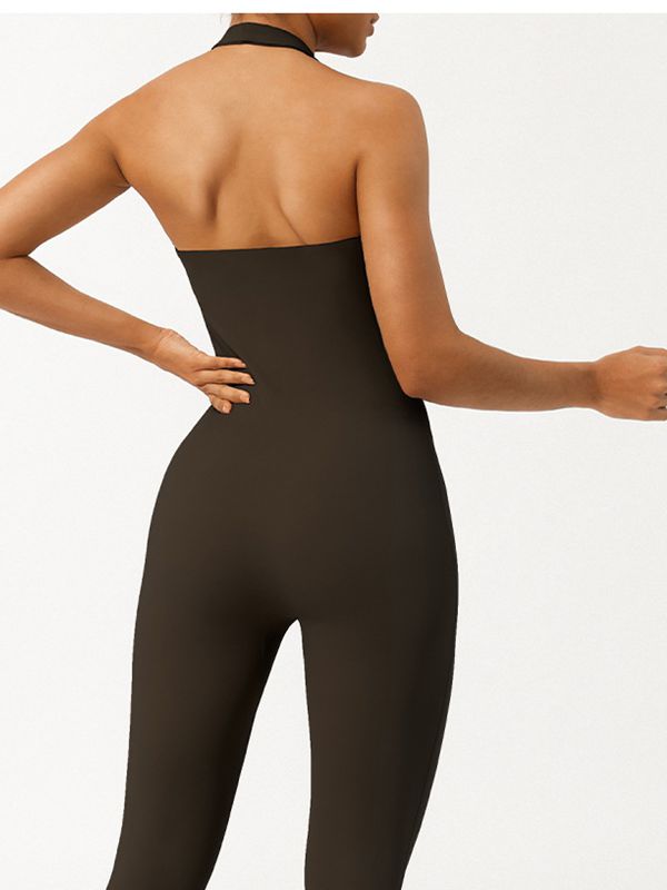 BUYCO Female U Collar Halter Ruched Back Jumpsuit