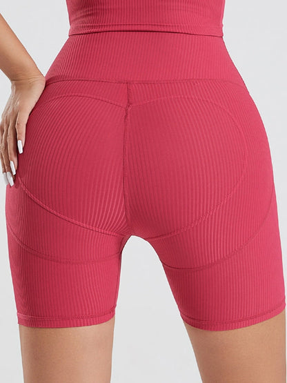 BUYCO Female Ribbed Ruched Back Hip-lift Fit Gym Shorts