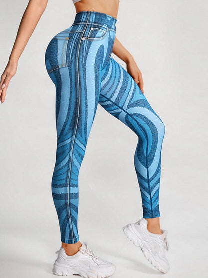 BUYCO Female Pocket Denim Ruched Back Leggings