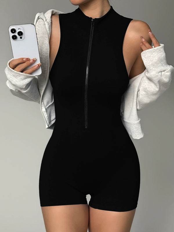 BUYCO Female Zipper Ruched Back Short Romper