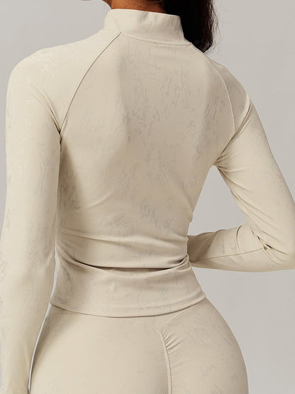 BUYCO Female Fitted Modern Stamping Print Pocket Thumbhole Jacket