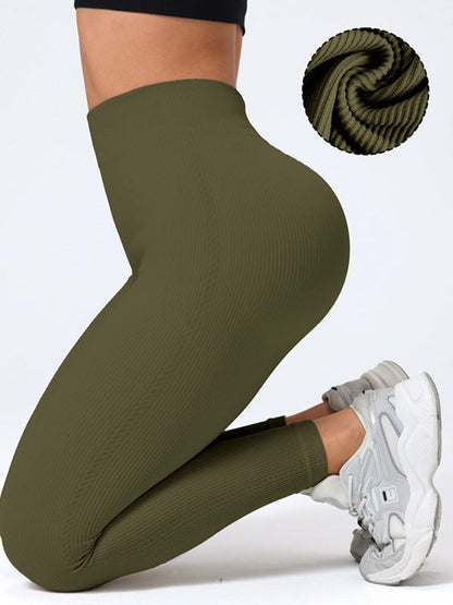 BUYCO Female Ruched Back Ribbed High-rise Leggings